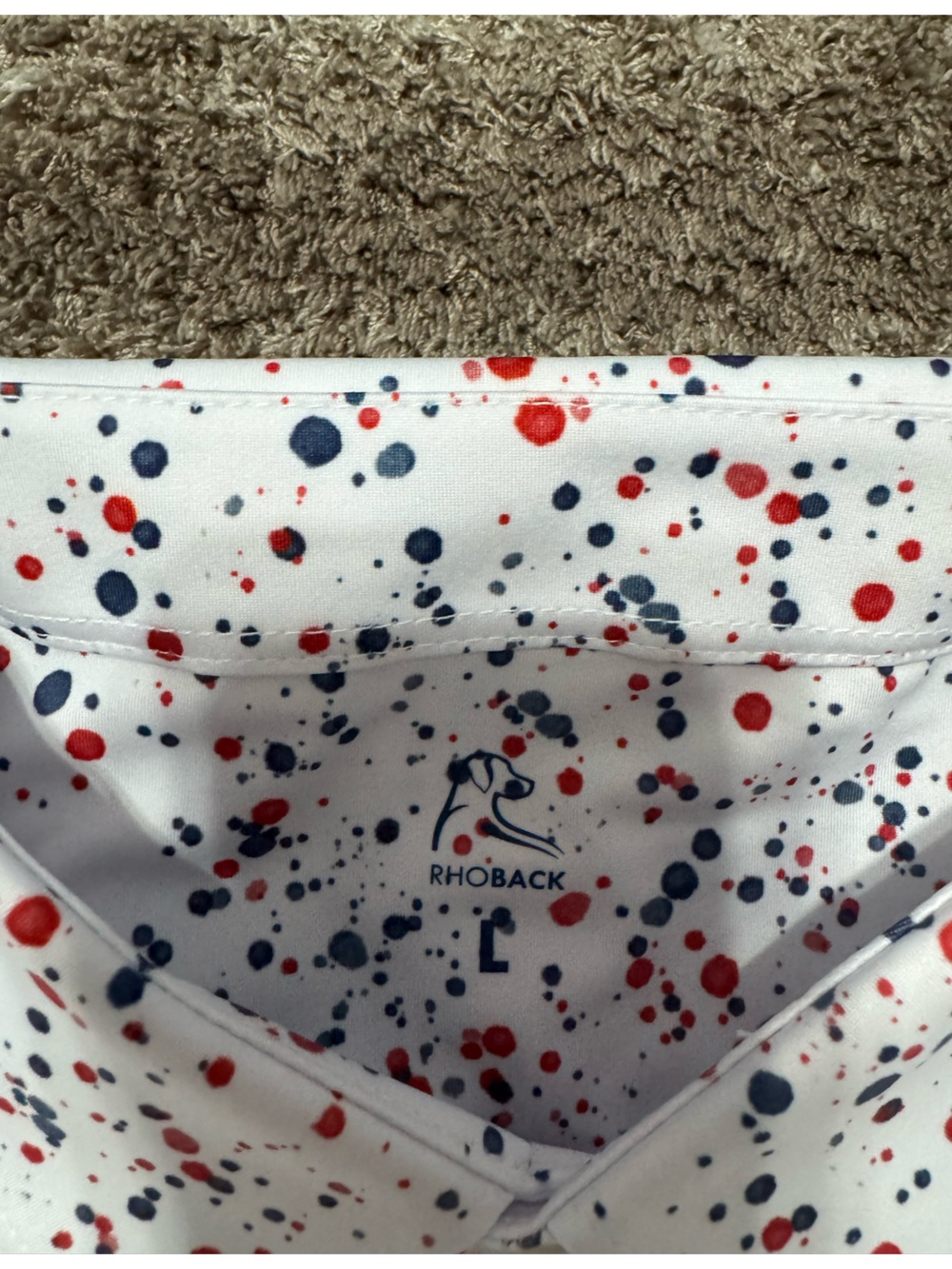 Rhoback men’s short sleeve polo white/classic red-USA - Picture 4 of 4